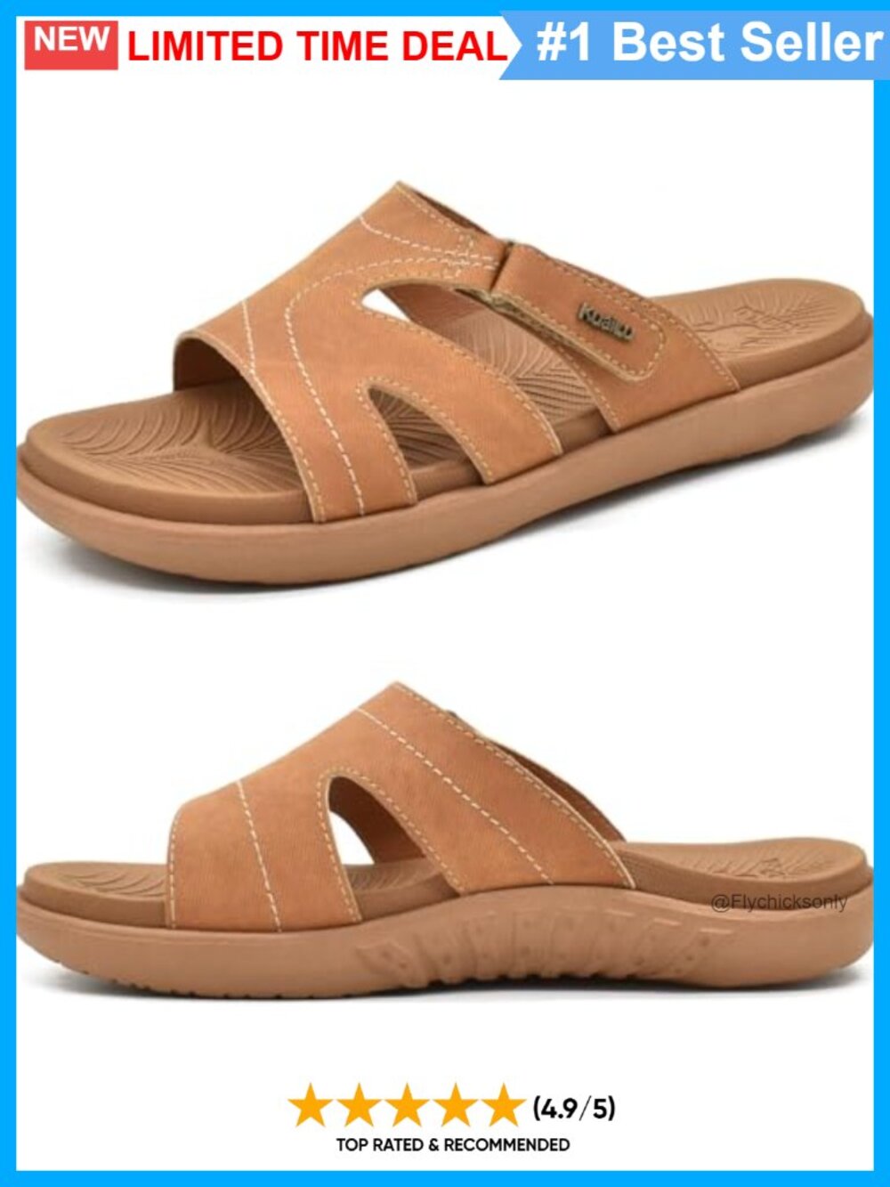Orthotic Arch Support Slip On Slide Sandals Faux Leather Walking